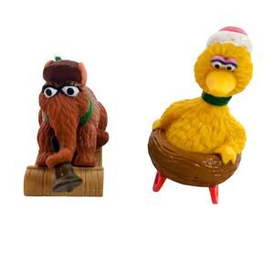 Sesame Street Christmas PVC Figure Lot Big Bird & Snuffleupagus Vintage